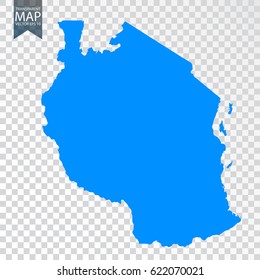 Transparent - high detailed blue map of Tanzania. Vector illustration eps 10.