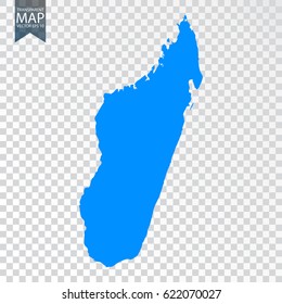Transparent - high detailed blue map of Madagascar. Vector illustration eps 10.