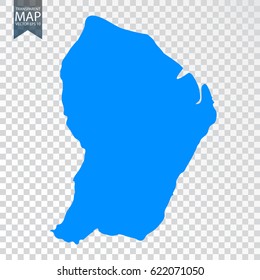 Transparent - high detailed blue map of French Guiana. Vector illustration eps 10.