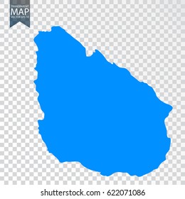 Transparent - high detailed blue map of Uruguay. Vector illustration eps 10.