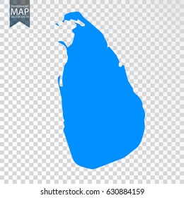 Transparent - high detailed blue map of Sri Lanka. Vector illustration eps 10.