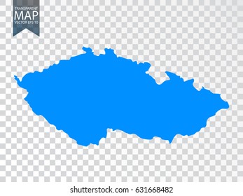 Transparent - high detailed blue map of Czech Republic. Vector illustration eps 10.