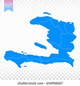Transparent - high detailed blue map of Haiti. Vector illustration eps 10.