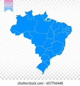 Transparent - high detailed blue map of Brazil. Vector illustration eps 10.