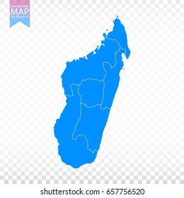 Transparent - high detailed blue map of Madagascar. Vector illustration eps 10.