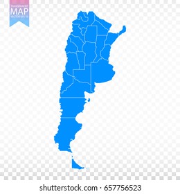 Transparent - high detailed blue map of Argentina. Vector illustration eps 10.