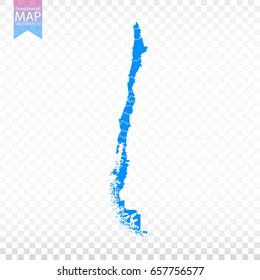 Transparent - high detailed blue map of Chile. Vector illustration eps 10.
