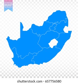Transparent - high detailed blue map of South Africa. Vector illustration eps 10.