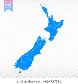Transparent - high detailed blue map of New Zealand. Vector illustration eps 10.