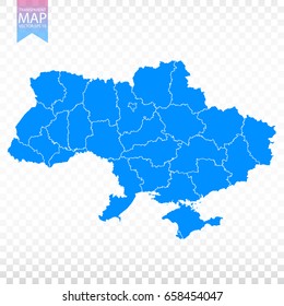 Transparent - high detailed blue map of Ukraine. Vector illustration eps 10.