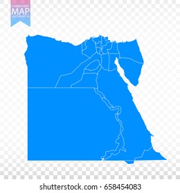 Transparent - high detailed blue map of Egypt. Vector illustration eps 10.