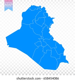 Transparent - high detailed blue map of Iraq. Vector illustration eps 10.