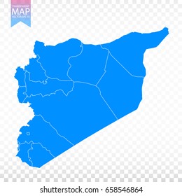 Transparent - high detailed blue map of Syria. Vector illustration eps 10.
