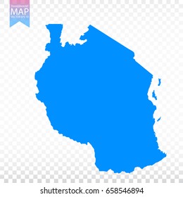 Transparent - high detailed blue map of Tanzania. Vector illustration eps 10.