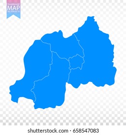 Transparent - high detailed blue map of Rwanda. Vector illustration eps 10.