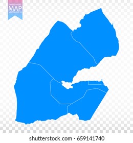 Transparent - high detailed blue map of Djibouti. Vector illustration eps 10.