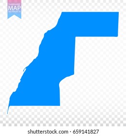 Transparent - high detailed blue map of Western Sahara. Vector illustration eps 10.