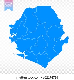 Transparent - high detailed blue map of Sierra Leone. Vector illustration eps 10.