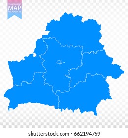 Transparent - high detailed blue map of Belarus. Vector illustration eps 10.