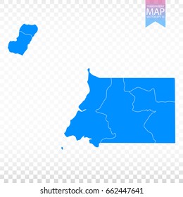 Transparent - high detailed blue map of Equatorial Guinea. Vector illustration eps 10.