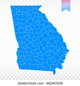 Transparent - high detailed blue map of Georgia. Vector illustration eps 10.