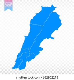 Transparent - high detailed blue map of Lebanon. Vector illustration eps 10.