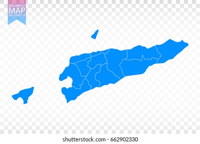 Transparent - high detailed blue map of East Timor. Vector illustration eps 10.