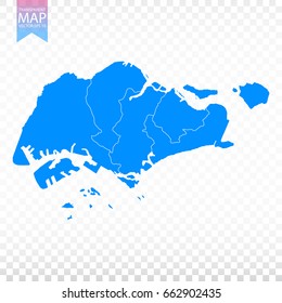 Transparent - high detailed blue map of Singapore. Vector illustration eps 10.
