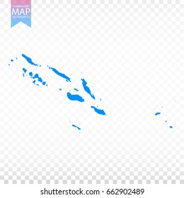 Transparent - high detailed blue map of Solomon Islands. Vector illustration eps 10.