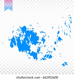 Transparent - high detailed blue map of Aland Islands. Vector illustration eps 10.