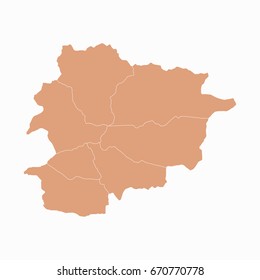 Transparent - high detailed blue map of Andorra. Vector illustration eps 10.