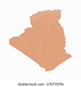 Transparent - high detailed blue map of Algeria. Vector illustration eps 10.