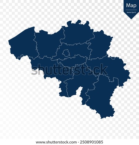 Transparent - High Detailed Blue Map of Belgium. Vector eps10.