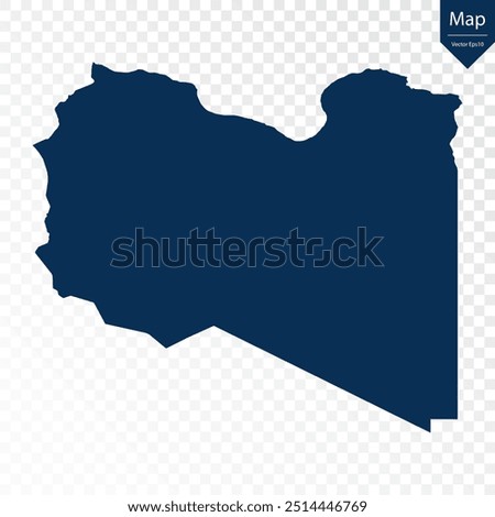 Transparent - High Detailed Blue Map of Libya. Vector eps10.