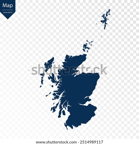 Transparent - High Detailed Blue Map of Scotland. Vector eps10.