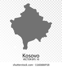  Transparent - High Detailed Grey Map of Kosovo. Vector eps10. 