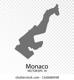  Transparent - High Detailed Grey Map of Monaco. Vector eps10. 