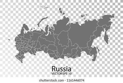 Transparent - High Detailed Grey Map of Russia. Vector Eps10.