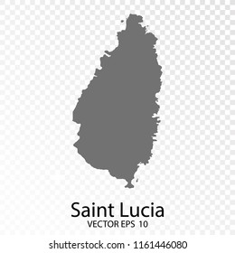Transparent - High Detailed Grey Map of Saint Lucia. Vector Eps10.