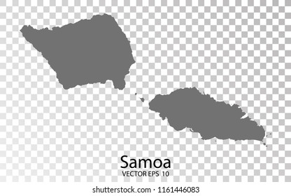Transparent - High Detailed Grey Map of Samoa. Vector Eps10.