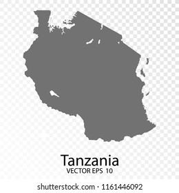 Transparent - High Detailed Grey Map of Tanzania. Vector Eps10.