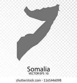 Transparent - High Detailed Grey Map of Somalia. Vector Eps10.