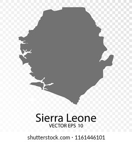 Transparent - High Detailed Grey Map of Sierra Leone. Vector Eps10.