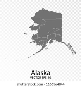 Transparent - High Detailed Grey Map of Alaska. Vector Eps10.