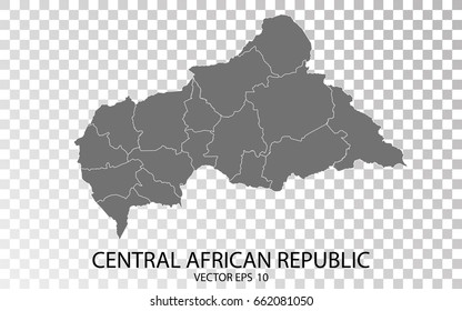 Transparent - High Detailed Grey Map of Central African Republic. Vector Eps 10.
