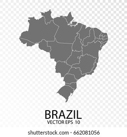 Transparent - High Detailed Grey Map of Brazil. Vector Illustration eps10.