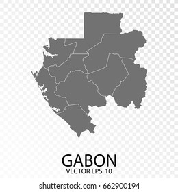 Transparent - High Detailed Grey Map of Gabon. Vector Eps 10.