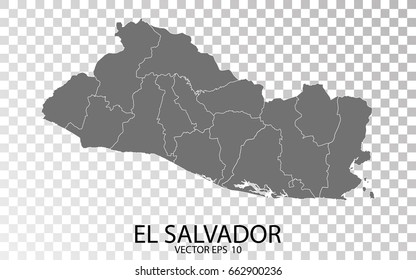 Transparent - High Detailed Grey Map of El Salvador. Vector Eps 10.