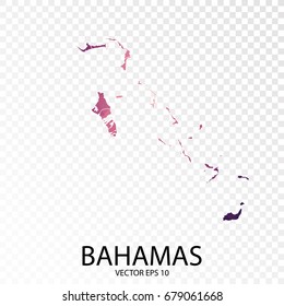 Transparent - High Detailed Low Poly Purple Map of Bahamas.Vector illustration eps 10.