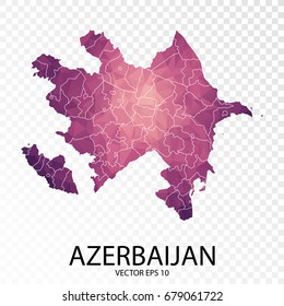 Transparent - High Detailed Low Poly Purple Map of Azerbaijan.Vector illustration eps 10.